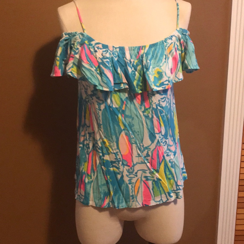 Lilly Pulitzer Hey Bay Bay off the shoulder top
